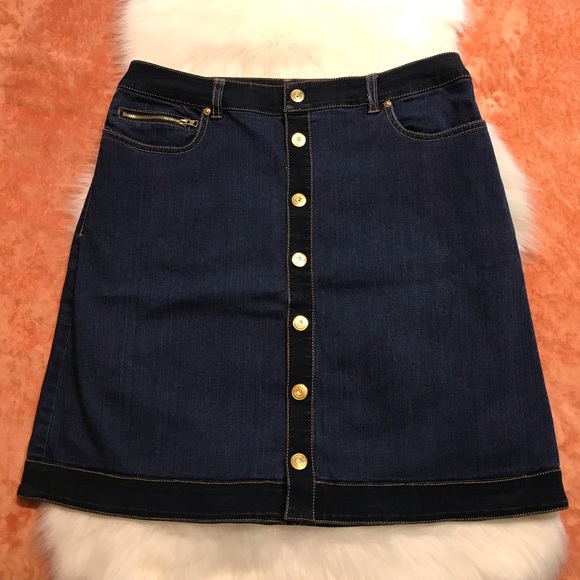 I•N•C International Concepts ⚜️ Blue Denim Snap Skirt - Picture 1 of 7